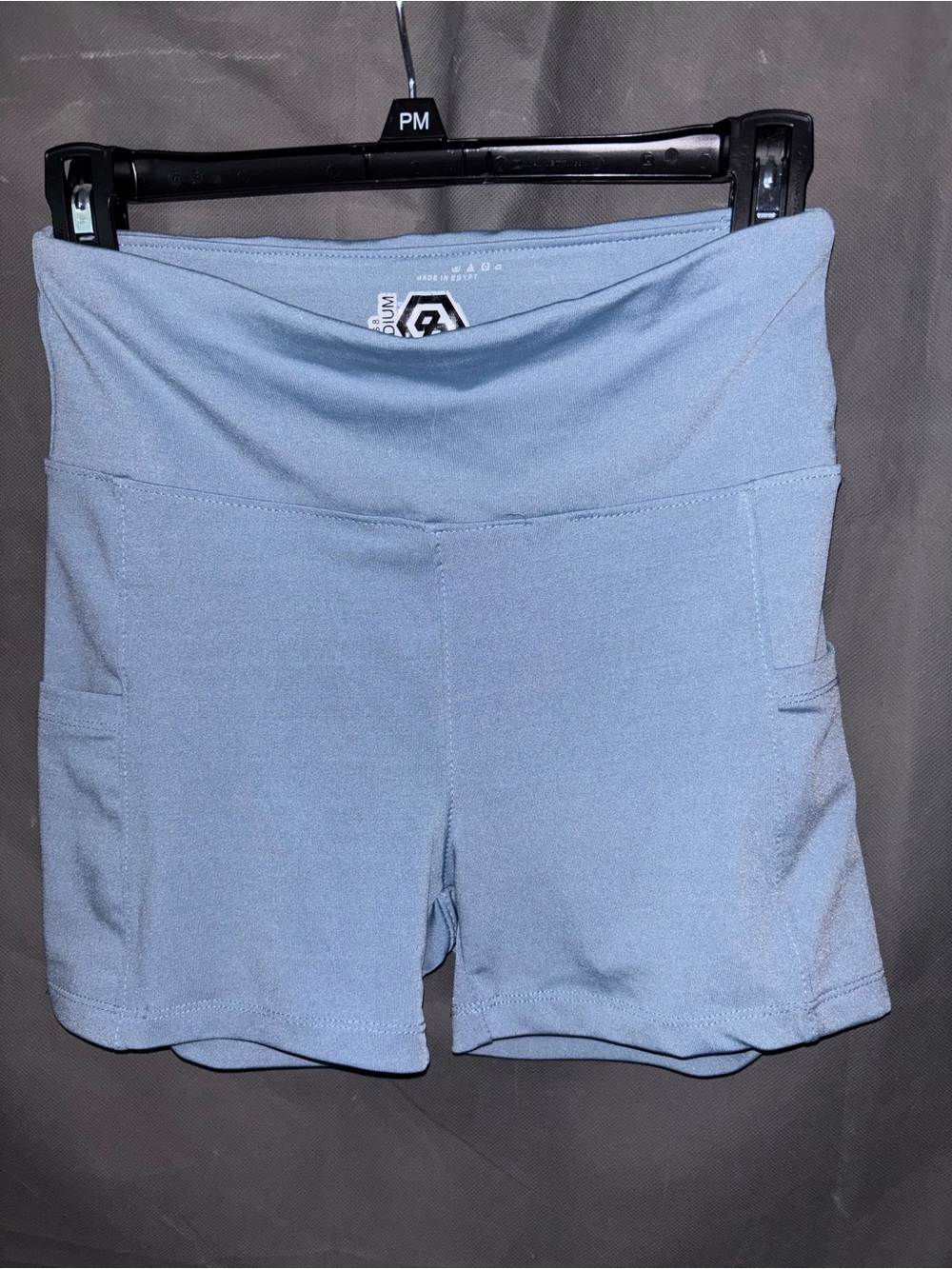 Juniors Sz M Series-8 Fitness™ Bike Short High-Waist Pockets Light Blue Active